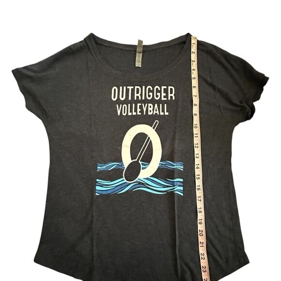 Outrigger Volleyball T-Shirt~Women’s blue heather ~no seam shoulder ~rounded hem - Picture 8 of 10